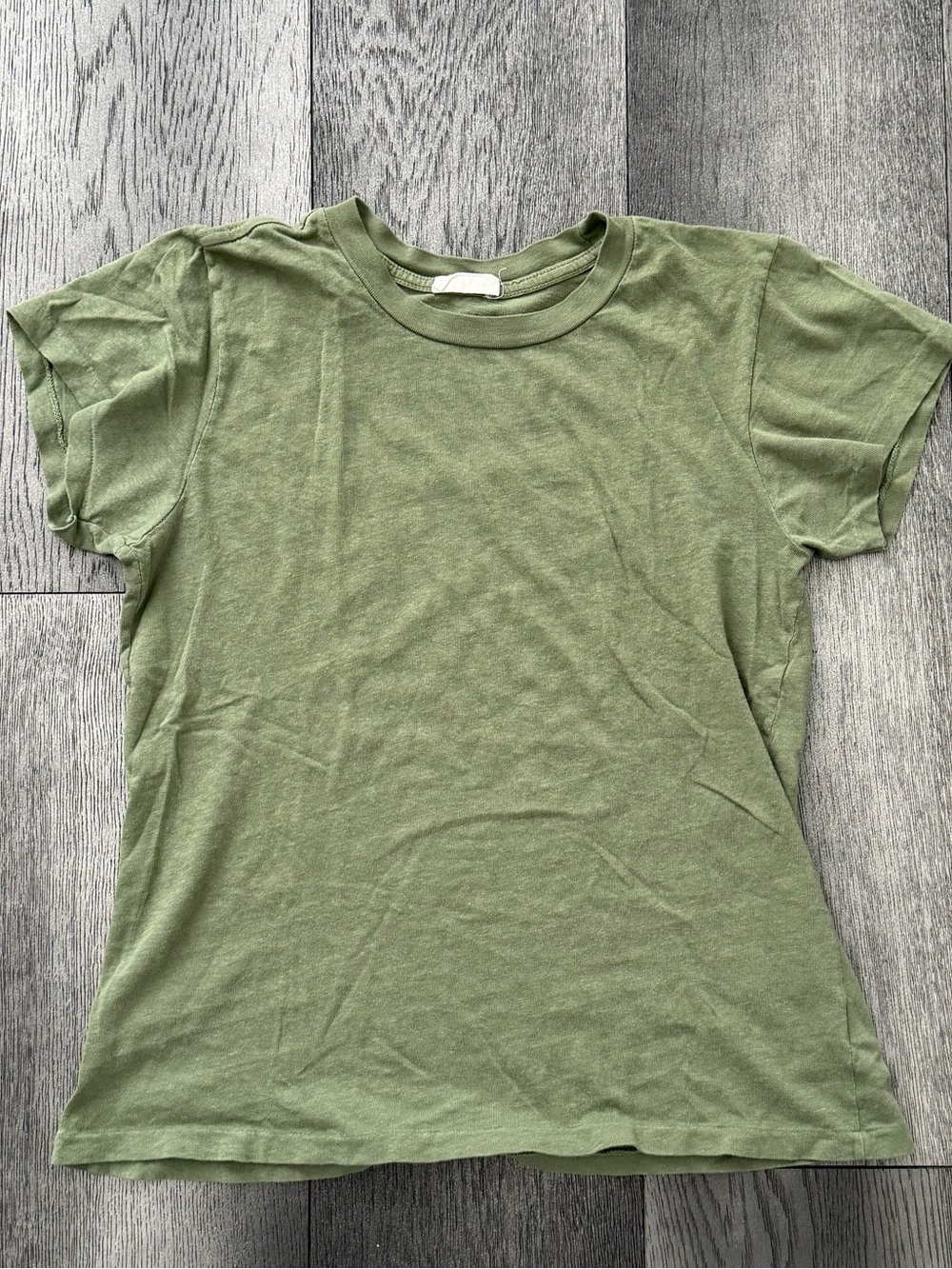 Re/Done Women's Olive Crewneck Short Sleeve Tee